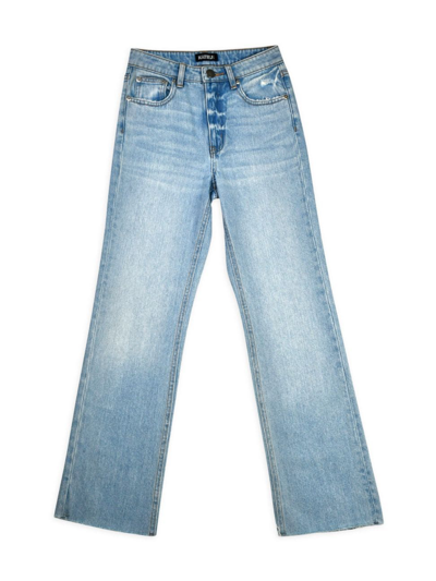 Shop Katiej Nyc Girl's Wide-leg Jeans In Light Wash