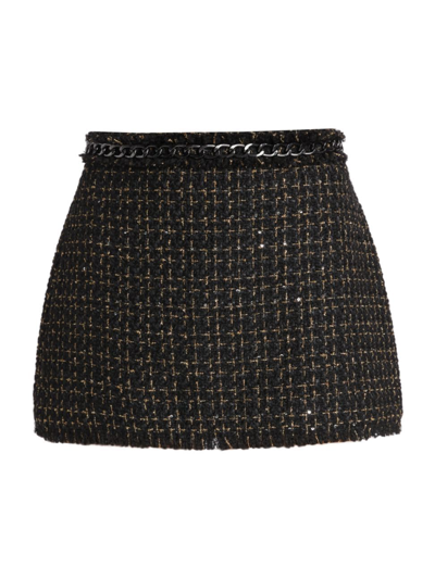 Shop Alice And Olivia Women's Jalen Sequin Tweed Miniskirt In Black Gold