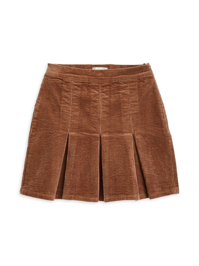 Shop Tractr Little Girl's & Girl's Corduroy Tennis Skirt In Brown