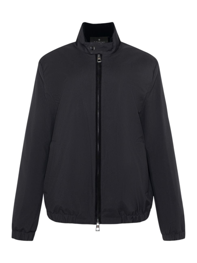 Shop Gorski Men's Fabric Jacket With Shearling Lamb Lining In Black