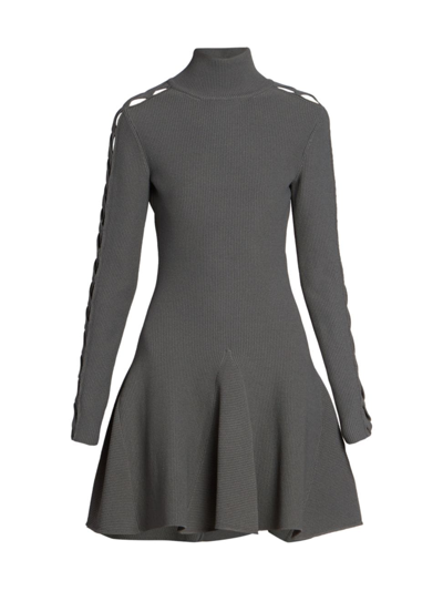 Shop Alaïa Women's High-neck & Crisscross Minidress In Dark Grey