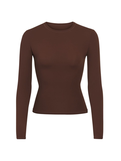 Shop Skims Women's Fits Everybody Long Sleeve Top In Cocoa