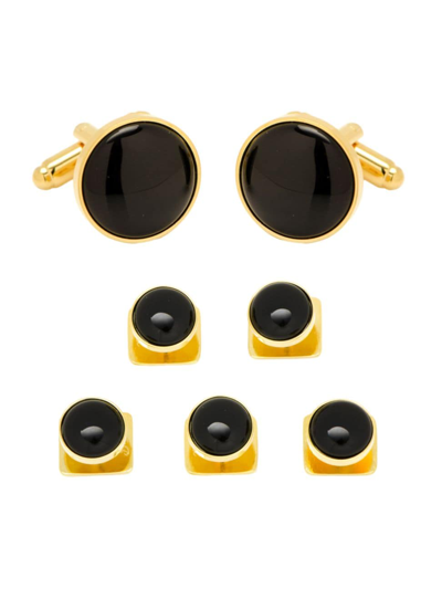 Shop Cufflinks, Inc Men's Ox And Bull Trading Co. 5-piece Gold-plated Metal & Onyx Stud Cufflink Set In Black
