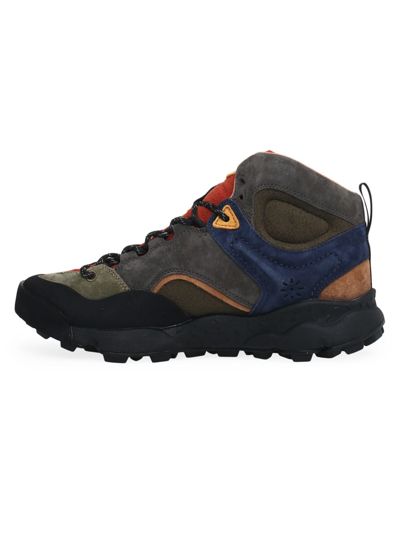 Shop Flower Mountain Men's Back Country Suede & Textile Mid-top Sneakers In Grey Military