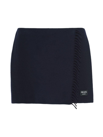 Shop Prada Women's Cashmere Mini-skirt In Blue