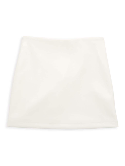 Shop Katiej Nyc Girl's Laine Faux Leather Skirt In Winter White