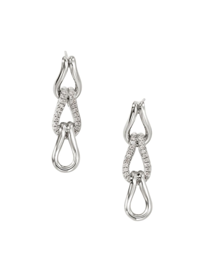 Shop John Hardy Women's Surf Sterling Silver & Diamond Drop Link Earrings