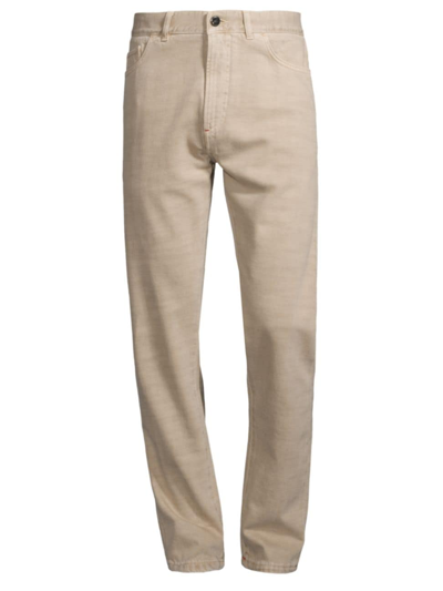 Shop Isaia Men's Barchetta Five-pocket Jeans In Medium Beige