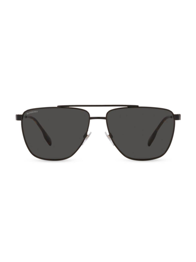 Shop Burberry Men's Blaine 61mm Metal Pilot Sunglasses In Black