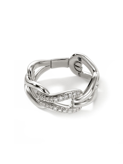 Shop John Hardy Women's Surf Sterling Silver & Diamond Link Ring