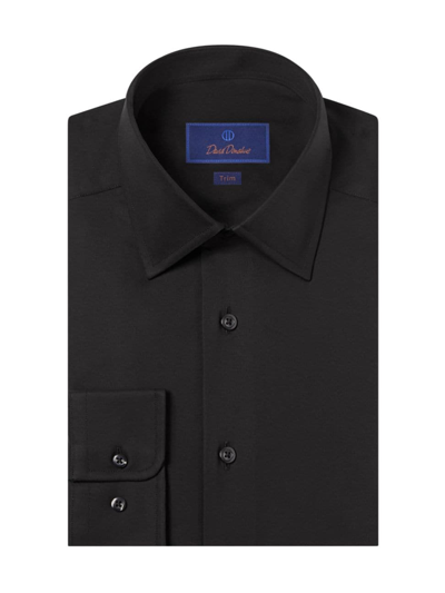 Shop David Donahue Men's Trim-fit Super Fine Twill Dress Shirt In Black