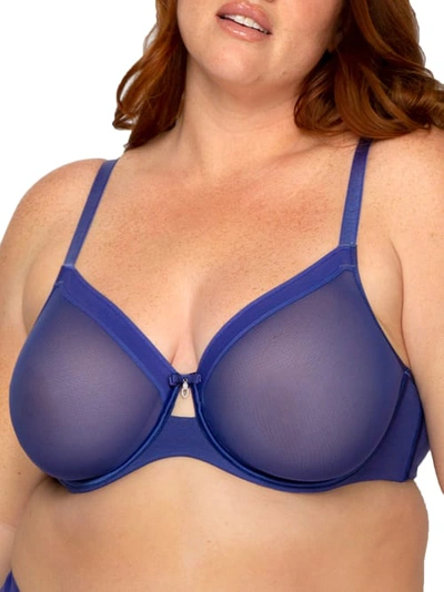 Shop Curvy Couture All You Mesh Bra In Cosmic Blue