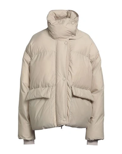 Shop Stella Mccartney Woman Down Jacket Beige Size 2-4 Cotton, Polyamide