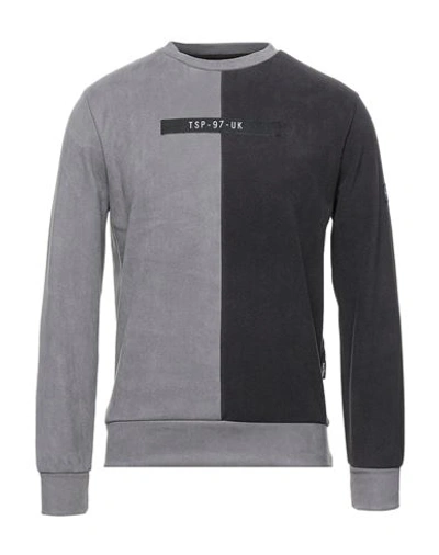 Shop Three Stroke Man Sweatshirt Lead Size M Polyester In Grey
