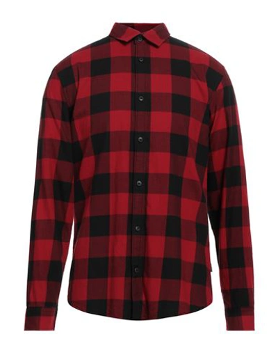 Shop Jack & Jones Man Shirt Red Size Xl Cotton