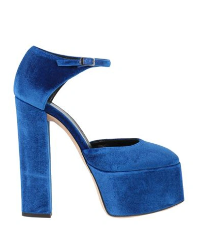 Shop Giuseppe Zanotti Woman Pumps Bright Blue Size 6 Textile Fibers