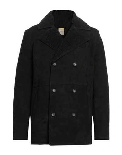Shop Andrea D'amico Man Coat Black Size 46 Soft Leather, Textile Fibers