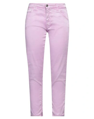 Cycle Woman Pants Lilac Size 28 Lyocell, Cotton, Elastane In Purple