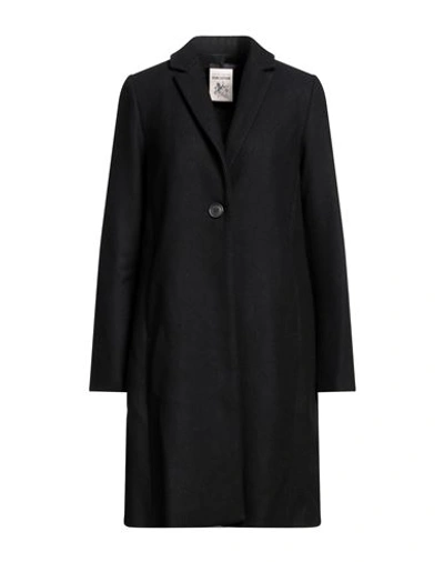 Shop Semicouture Woman Coat Black Size 4 Virgin Wool, Polyamide, Polyester