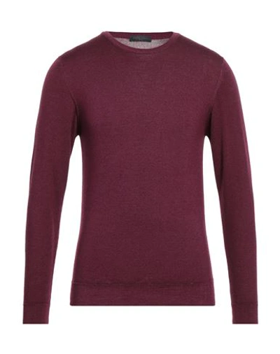 Shop Daniele Fiesoli Man Sweater Burgundy Size L Merino Wool In Red