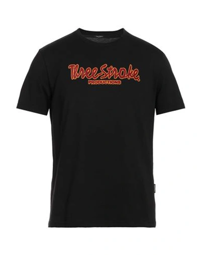 Shop Three Stroke Man T-shirt Black Size S Cotton