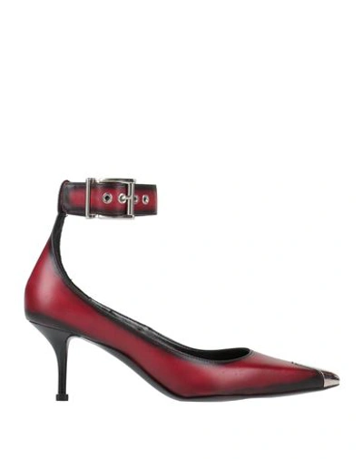 Shop Alexander Mcqueen Woman Pumps Burgundy Size 6 Soft Leather In Red
