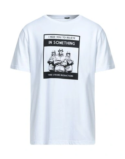 Shop Three Stroke Man T-shirt White Size S Cotton
