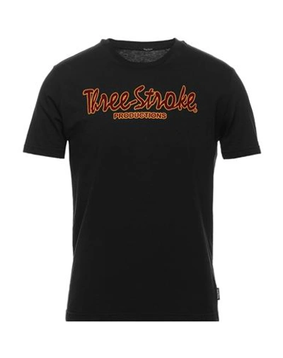 Shop Three Stroke Man T-shirt Black Size M Cotton