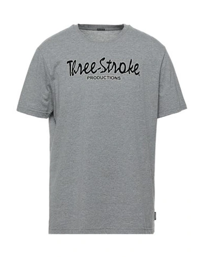 Shop Three Stroke Man T-shirt Grey Size Xxl Cotton