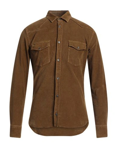 Shop Pt Torino Man Shirt Brown Size 15 ¾ Cotton