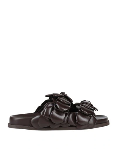Shop Valentino Garavani Woman Sandals Cocoa Size 7.5 Soft Leather In Brown
