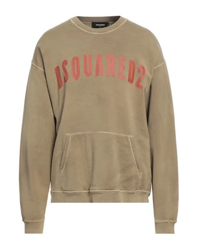 Dsquared2 Man Sweatshirt Military Green Size Xl Cotton In Green