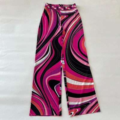 Pre-owned Emilio Pucci Pink/black Printed Wide Leg Trousers