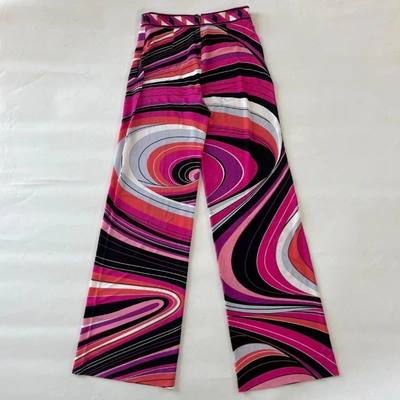 Pre-owned Emilio Pucci Pink/black Printed Wide Leg Trousers