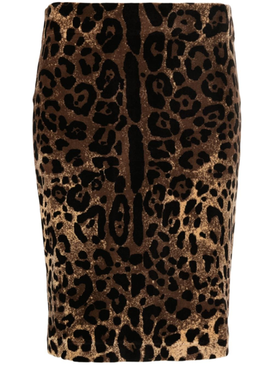 Shop Dolce & Gabbana Leopard Print Chenille Mini Skirt In Animalier