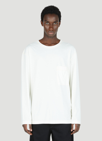 Shop Lemaire Patch Pocket Long-sleeve T-shirt In Cream