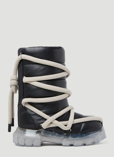 Shop Rick Owens Lunar Tractor Padded Leather Boots In Black