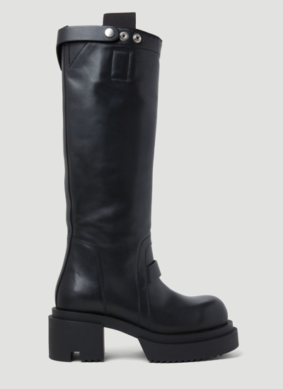 Shop Rick Owens Pull On Bogun Leather Boots In Black