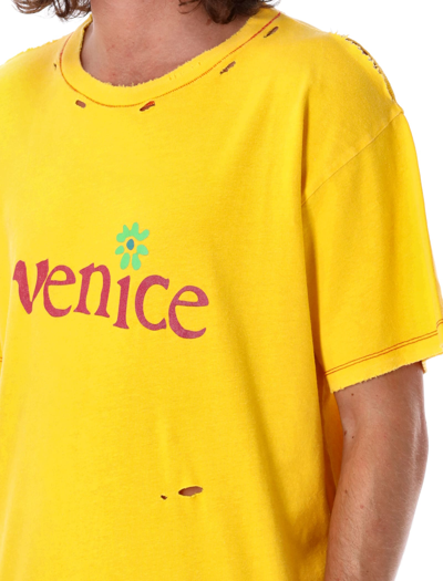 Shop Erl Venice T-shirt In Yellow