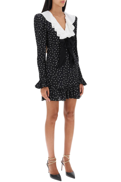Shop Alessandra Rich Long-sleeved Mini Dress With Floral Motif In Black (black)