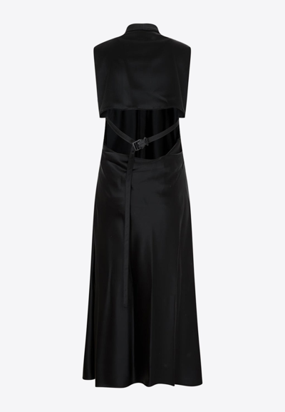 Shop Off-white Buckle Satin Midi Dress In Black