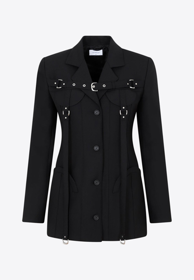 Shop Off-white Cargo Round Jacket In Wool Blend In Black