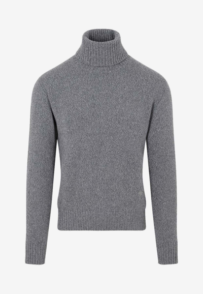 Shop Ami Alexandre Mattiussi Cashmere High-neck Sweater In Gray