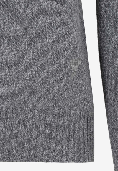 Shop Ami Alexandre Mattiussi Cashmere High-neck Sweater In Gray