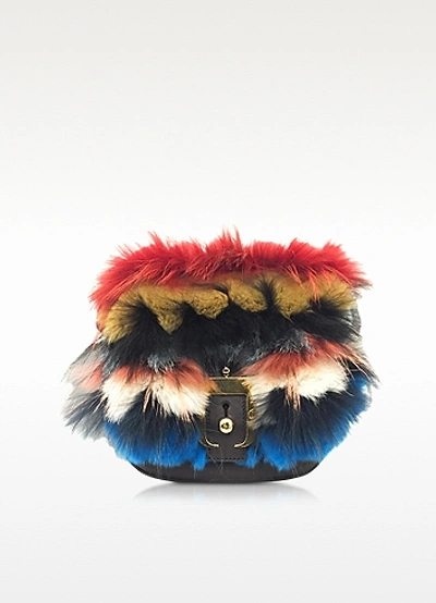 Paula Cademartori Beth Multicolor Fur & Leather Shoulder Bag