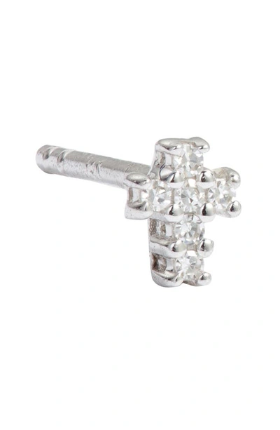 Shop Meira T Diamond Cross Stud Earrings In White