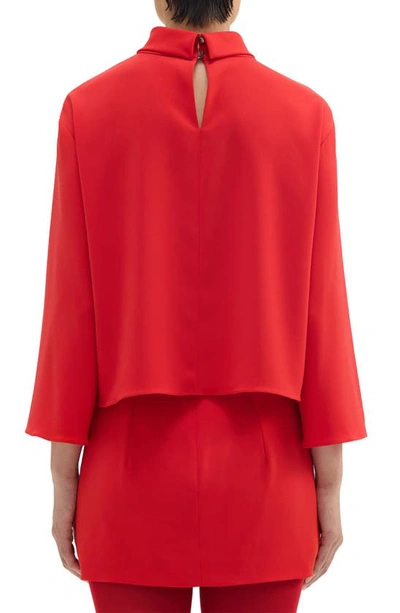 Theory Admiral Roll Neck Crepe Sweater In Geranium