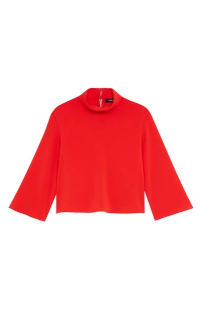 Theory Admiral Roll Neck Crepe Sweater In Geranium