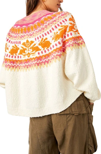 Shop Free People Nellie Fair Isle Sweater In Whisper White Combo