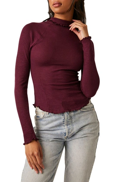 Free People Make It Easy Turtleneck Thermal Top In Precious Wine ModeSens